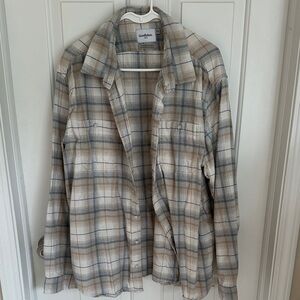 Goodfellow & Co Beige and Blue Plaid Shirt